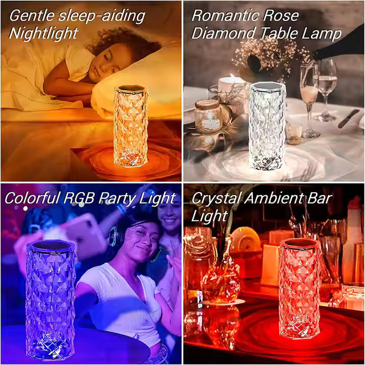Remote Control Crystal Table Lamp Torch with Led Light Changing Effect for Bedroom