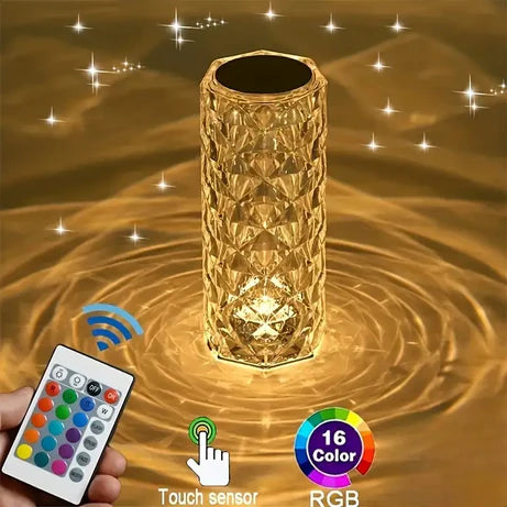 Remote Control Crystal Table Lamp Torch with Led Light Changing Effect for Bedroom