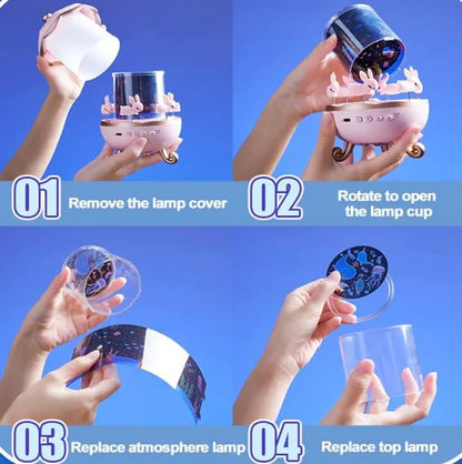 Cute Bunny Carousel Music Night Light – LED Lamp for Bedroom & Nursery