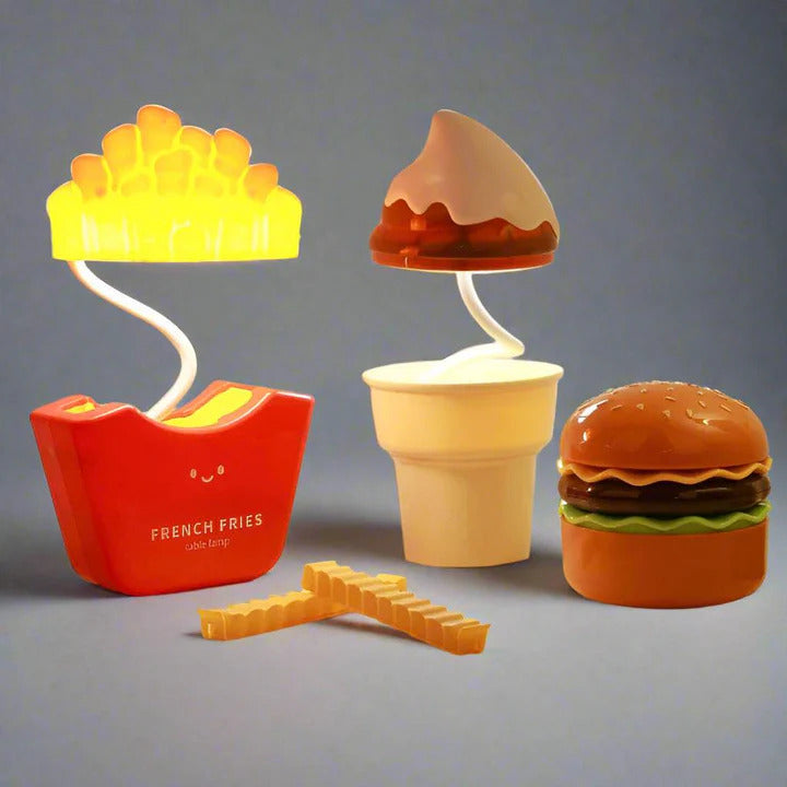 Cute Food Lamps – Burger, Ice Cream, Fries & Tomato LED Night Lights for Bedroom Décor