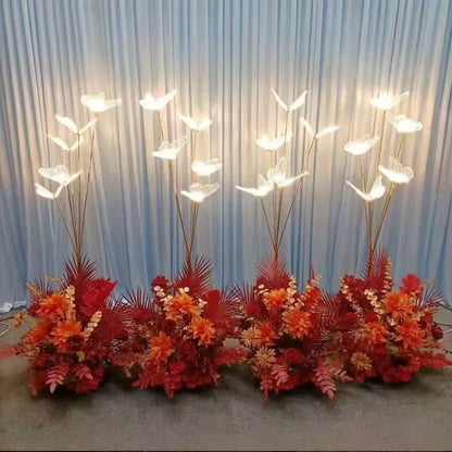 Warm white LED butterfly floor lamp with golden stand for home, bedroom, wedding and event decoration