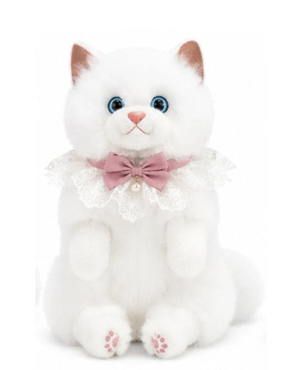 Plush Cat Backpack with Lace Collar & Bow